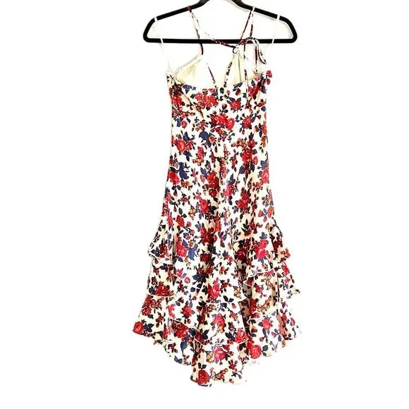 Betsy Johnson Silk Floral Print Dress Tie Neck Size 4 - Picture 3 of 5